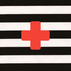 black stripes red cross