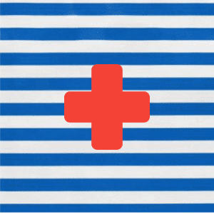 Blue stripes red cross